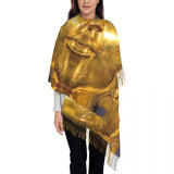 Custom Printed Ancient Gold Pharaoh Egypt King Tut Scarf Men Women Winter Fall Warm Scarves Egyptian Hieroglyphic Shawl Wrap