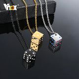 Vnox Men's Cool Cube Dice Style Necklaces Stainless Steel Male Lucky Gifts for Him Jewelry