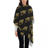 Custom Printed Ancient Gold Pharaoh Egypt King Tut Scarf Men Women Winter Fall Warm Scarves Egyptian Hieroglyphic Shawl Wrap