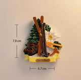 Switzerland Snow Mountain Lovers Squirrel Skiing 3D Fridge Magnets Tourism Souvenirs Refrigerator Magnetic Stickers Gift