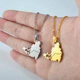 Anniyo Stainless Steel Sint Maarten and Saint-Martin Island Pendant Necklace SXM Saint Martin Jewelry #325801