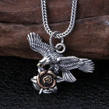 Sparkling Zircon Fly Eagle Pendant Necklace for Men Hip Hop Rock Party Jewelry