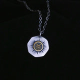 Original Van Gogh sunflower sunflower men's necklace high sense pendant nautical compass retro fashion trend pendant gift.