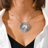 Ethnic Antique Silver Color Moon Choker Necklaces for Women Boho Turquoise Necklace Girls Party Jewelry Gifts
