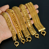 Dubai Copper Link Chain Bracelets for Unisex 18K Gold Plated Wristband Miami Curb Punk Classic Hand Jewellery Party Gift