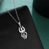 EUEAVAN India Tamil Om Symbol Pendant Necklace Stainless Steel Vintage Trident Yoga Shiva Symbol Necklaces Amulet Jewelry Gifts