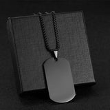 Customized Stainless Steel Engraved Photo Text Rectangle Pendant Necklace Laser Engraving Dog Tag 5mm Cuban Chain Family Gifts