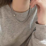 ULJ 6MM -10MM Width Stainless Steel Cuban Chain Necklace Bracelet For Men Woman Punk Male Neck Waterproof Cool Hip Hop Jewelry