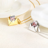 Vnox Envelope Photo Custom Necklace For Women Girls,Stainless Steel Can Open Family Picture Gift Jewelry,Personalized Pendent