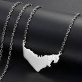 Anniyo The United Arab Emirates Map With Cities Pendant Necklaces Women Girls UAE Jewelry Stainless Steel Material #321101