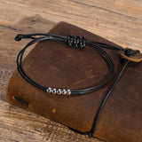 Men's Stylish Black Rope Chain Ankle Bracelets for Boys,Waterproof Stainless Steel Feather Beads Charm Anklet,Foot Gifts Jewelry