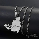 Anniyo Stainless Steel Sint Maarten and Saint-Martin Island Pendant Necklace SXM Saint Martin Jewelry #325801