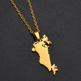 Anniyo The Kingdom of Bahrain Map Pendant Chain Necklaces Jewelry #322501