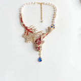 Medieval fashion winding snake personality generous exaggerated design freshwater pearl high sense necklace