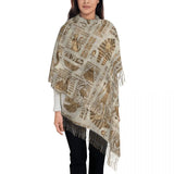 Custom Printed Ancient Gold Pharaoh Egypt King Tut Scarf Men Women Winter Fall Warm Scarves Egyptian Hieroglyphic Shawl Wrap