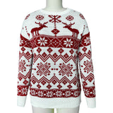 2025 Winter Women's Christmas Sweater Elk Print Knitted Jumpers Full Sleeve O Neck Casual Loose Knitwear Pullover Tops Xmas Look
