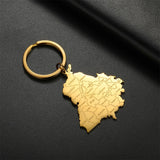 Jeshayuan India Punjab State Map Pendant Keychain Women Stainless Steel Car Key Accessories Jewelry Gifts for Men Wholesale