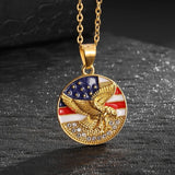 Sparkling Zircon Fly Eagle Pendant Necklace for Men Hip Hop Rock Party Jewelry