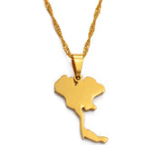 Anniyo the Kingdom of Thailand Map Pendant Necklaces for Women/Girl Jewelry Thai  #024721