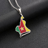 2024 New fashion stainless steel African Cameroon map necklace for men and women geometric ethnic style collarbone chain anniver