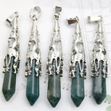 16pcs Crystal Pendulum for Divination Dowsing Natural Gem Stone Amethyst Hexagon Pendant For DIY Jewelry Making Necklace Pendant