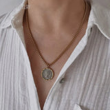 10pcs Waterproof Stainless Steel Box Chain Jewelry Lucky Six Pence U.K Elizabeth Coin Gold Color Women Medallion Necklace Tiki