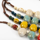 Cobblestone Shape Ceramic bohemia bead necklace Pendant vintage necklaces Classic style Jewelry #GY517