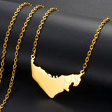 Anniyo The United Arab Emirates Map With Cities Pendant Necklaces Women Girls UAE Jewelry Stainless Steel Material #321101