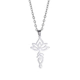EUEAVAN Lotus Flower Yoga Pendant Necklace Stainless Steel Om Unalome Symbol Necklaces for Women Men Buddhist Amulet Jewelry