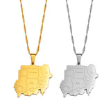 Anniyo Republic of the Sudan Map and Cities Pendant Necklace North Sudan Jewelry @214521
