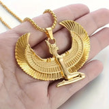 Ancient Egyptian Goddess Spread Wings Pendant Necklace Women Fashion Hip Hop Punk Amulet Jewelry Gift