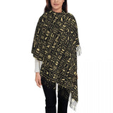 Custom Printed Ancient Gold Pharaoh Egypt King Tut Scarf Men Women Winter Fall Warm Scarves Egyptian Hieroglyphic Shawl Wrap