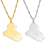 Anniyo Republic Of Iraq Map Cities Pendant Necklace Gold Color Jewelry Map Of Iraq Necklaces #153621