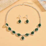 3PC/set Women's Fashion Copper Claw Chain Series Water Drop Necklace Earrings Jewelry Set Wedding Banquet Party Holiday Gift