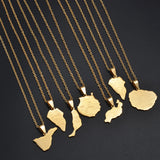 Anniyo Spain La palma Islands Map Pendant Neckalces For Women Girls Stainless Steel Ethnic Jewelry #514162