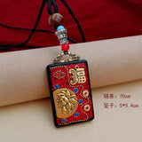 Nepal Tangka Pendant Male Green Tara Manjushri Bodhisattva Black Sandalwood Buddha Sign Vintage Necklace Sweater Chain Jewelry
