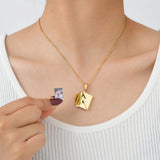 Vnox Envelope Photo Custom Necklace For Women Girls,Stainless Steel Can Open Family Picture Gift Jewelry,Personalized Pendent