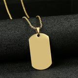 Customized Stainless Steel Engraved Photo Text Rectangle Pendant Necklace Laser Engraving Dog Tag 5mm Cuban Chain Family Gifts