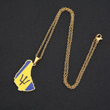Stainless Steel Barbados Island Map Flag Pendant Necklace Caribbean Sea Barbados Maps Men Women Jewelry Ethnic Gift