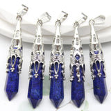 16pcs Crystal Pendulum for Divination Dowsing Natural Gem Stone Amethyst Hexagon Pendant For DIY Jewelry Making Necklace Pendant