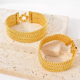 Dubai Copper Link Chain Bracelets for Unisex 18K Gold Plated Wristband Miami Curb Punk Classic Hand Jewellery Party Gift