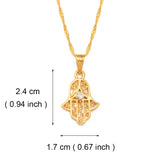 Anniyo Small Hamsa Hand Pendant and Necklace for Women/Girl Gold Plated Jewelry Arab Middle East Palm Shaped Ethnic  #059202