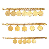 Anniyo Turkish Coin Bracelet for Women Men Turkey's Ancient Coins Banglet Turk Jewelry Gold and Silver Color  #122601