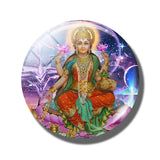 Lakshmi Gold 30 MM Fridge Magnet Shiva Amulet India Goddess of Wealth Glass Dome Magnetic Refrigerator Stickers Home Decoration