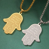 Dawapara Stainless Steel Fatima Hamsa Hand Egyptian Evil Eye Pendant Necklace Success and Protection Lucky Amulet