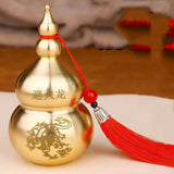 Feng Shui Handicraft Fire-avoiding Dragon Gourd Chinese Style Top Open Cover Copper Gourd Smooth Brass Table