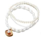 2025 Simple Artificial Pearl Scallop Shell Pendant Anklet Creative Retro Footwear Beach Ankle Bracelet Accessories