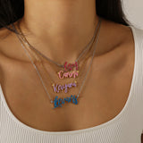 Personalized Enamel Pendant Custom Colorful Name Necklace Stainless Steel Dopamine Chain Jewelry Memorial Gift Christmas Gift