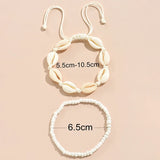 2PCS Bohemia Natural Shell Anklets For Women Small Resin Beads Summer Beach Shell Barefoot Ankle Bracelet Leg Chain Foot Jewelry
