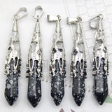 16pcs Crystal Pendulum for Divination Dowsing Natural Gem Stone Amethyst Hexagon Pendant For DIY Jewelry Making Necklace Pendant